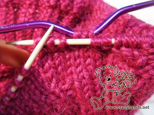 Knitted hat for winter made of wine colored yarn ? Crazy Hands Knitting