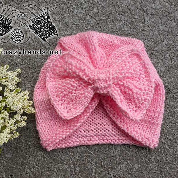 Ads Free Knit Baby Turban Hat Pattern With Bow Crazy Hands