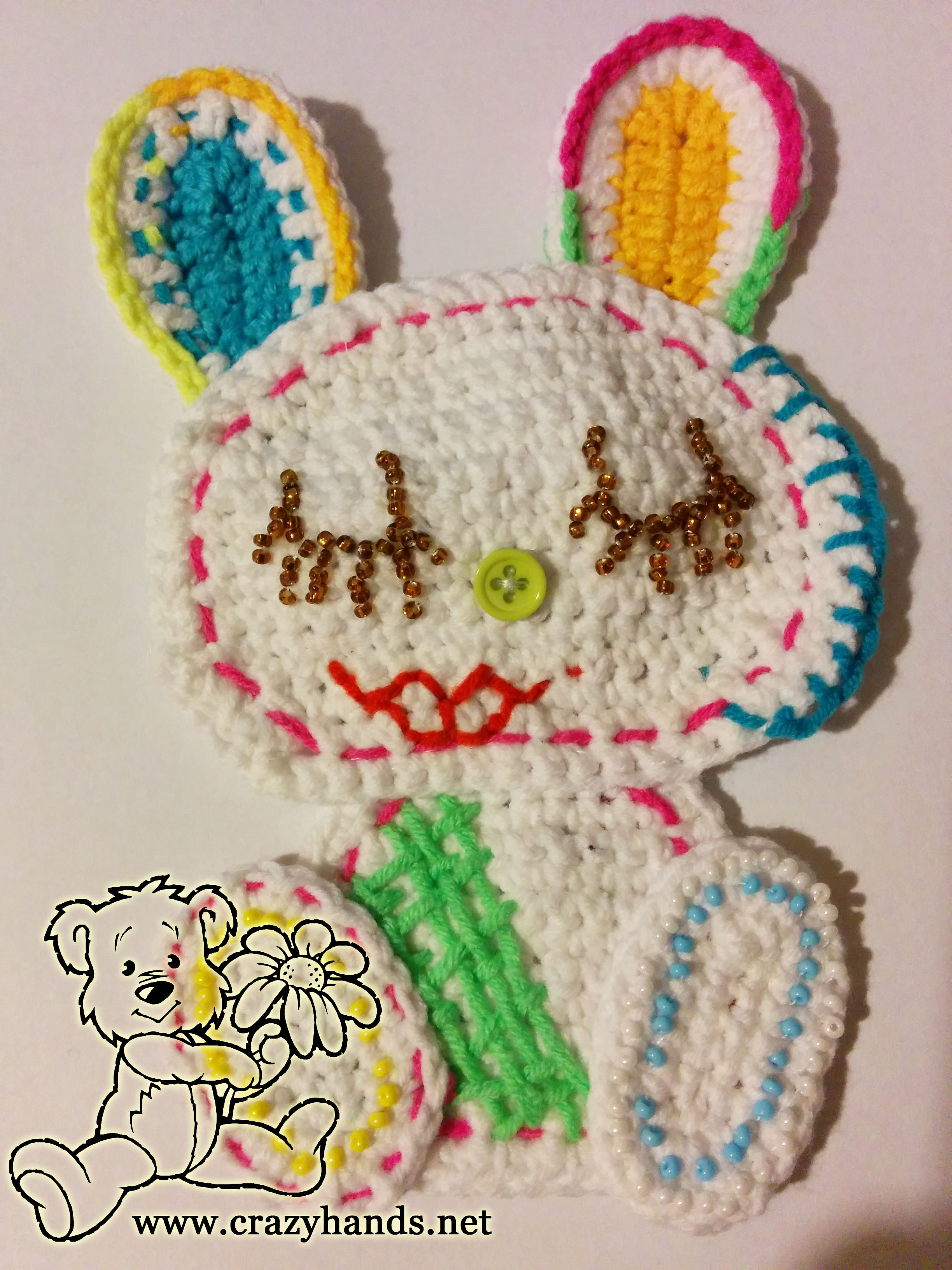 handmade crochet rabbit applique
