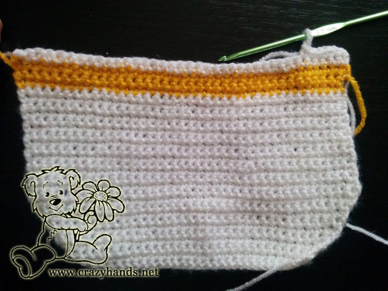 crochet baby bib body - step three