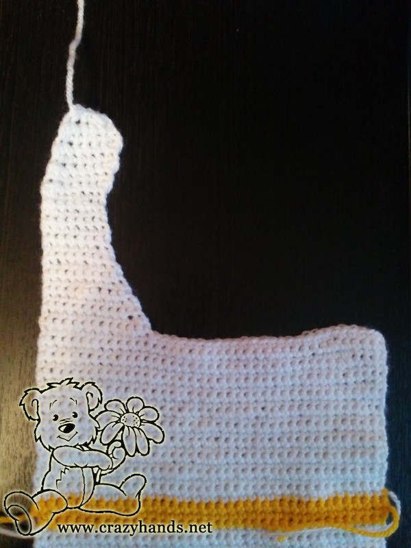 crochet left strap of baby bib