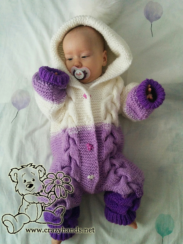 Baby in Knit Romper with Cables (photo two)