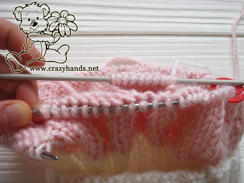 Pink Marshmallow Cable Knitted Hat - Cable Ten Back, step 2