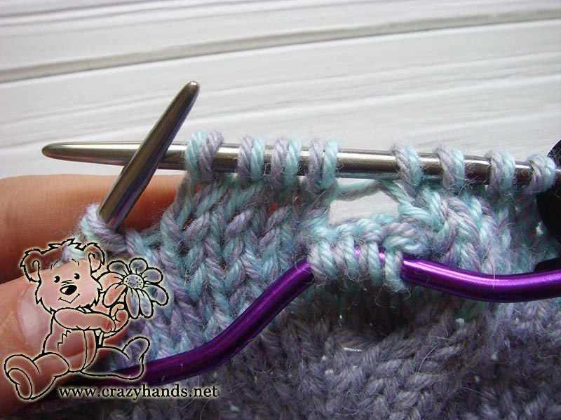 how to knit cable four front knitting stitch - step two