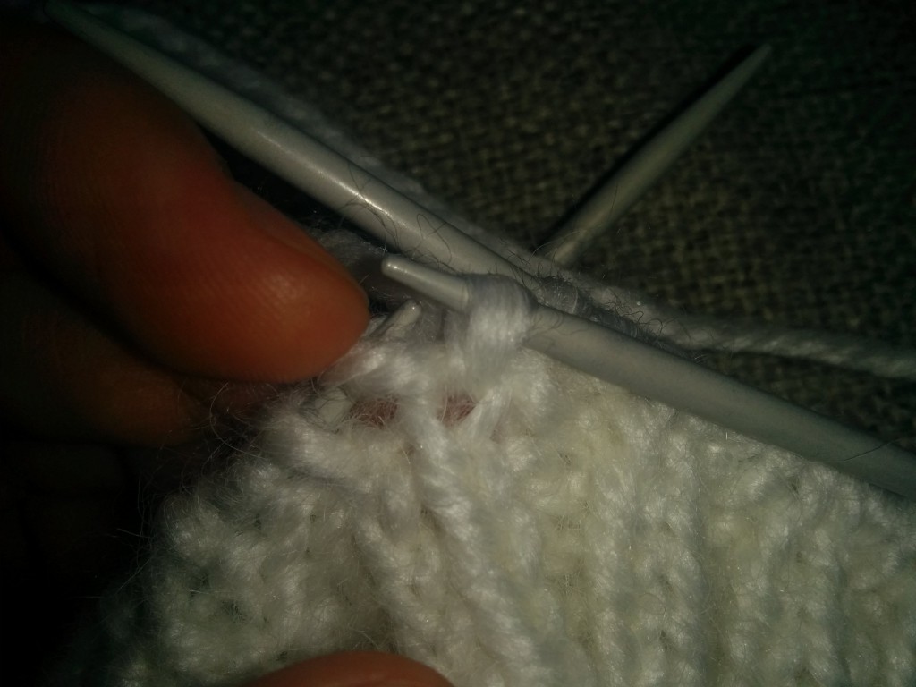 how to increase knit stitch from the previous round - step two
