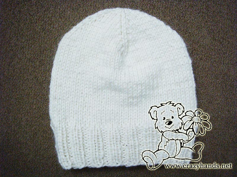 finished baby knit beanie