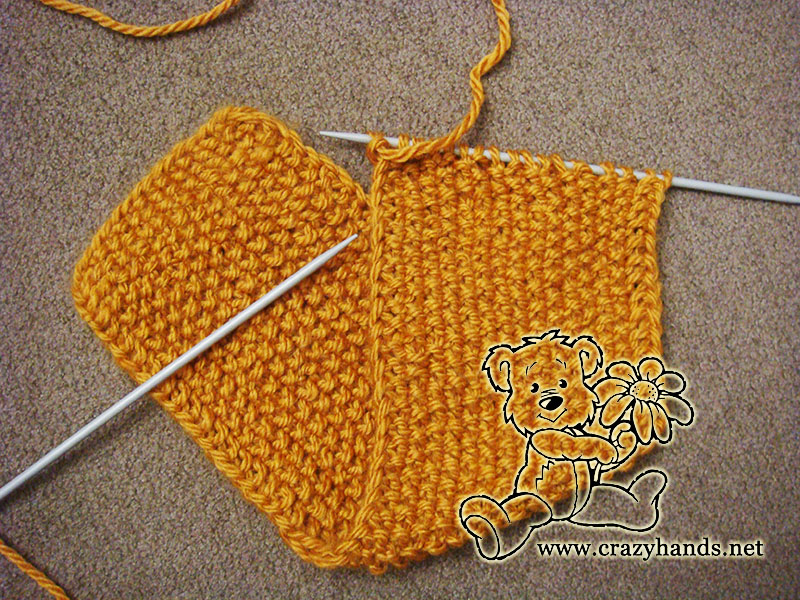 half-finished seed stitch knit headband
