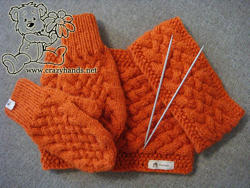 chunky knit cable set - mittens, cowl, and headband