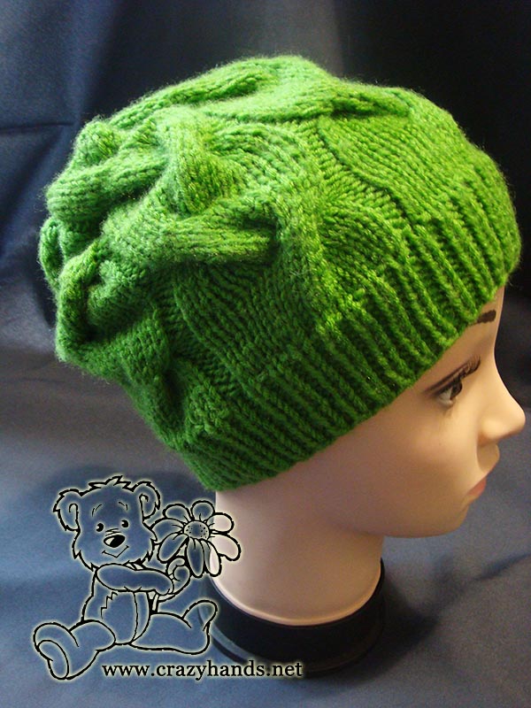 shamrock cable knit beanie on the mannequin