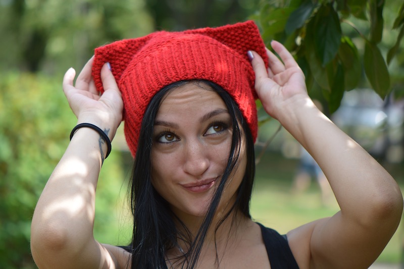 seed stitch knit cat hat