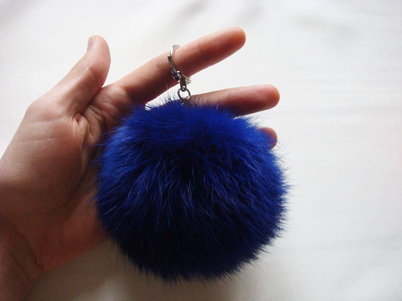 Blue Pom Pom Keychain with Heart – josydesigns