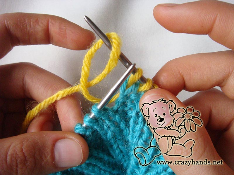 knitting an increase - step three