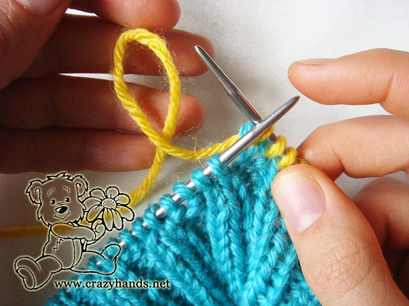 knitting an increase - step two