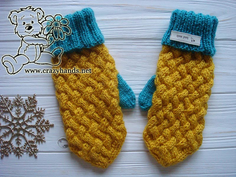 a pair of swedish-style knit mittens done on straight needles