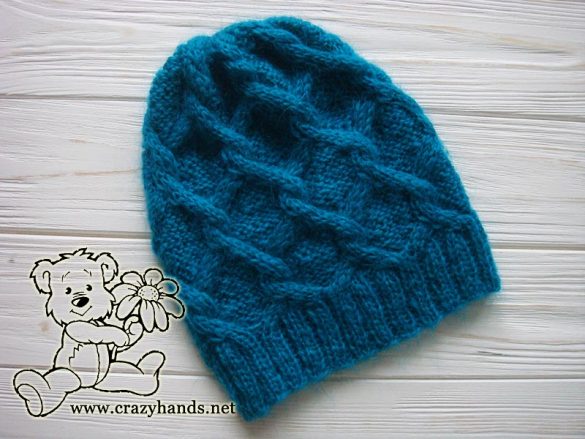 Diamond Knit Cable Hat Free Pattern · Crazy Hands