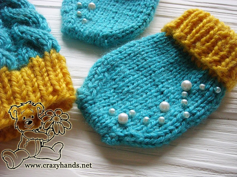 Blue Primrose Baby Knit Mittens Pattern Thumbless Crazy Hands Knitting