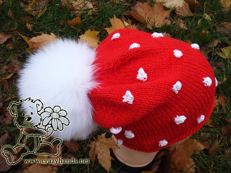 Santa-Style Knit Hat with Pom Pom on Mannequin - top view