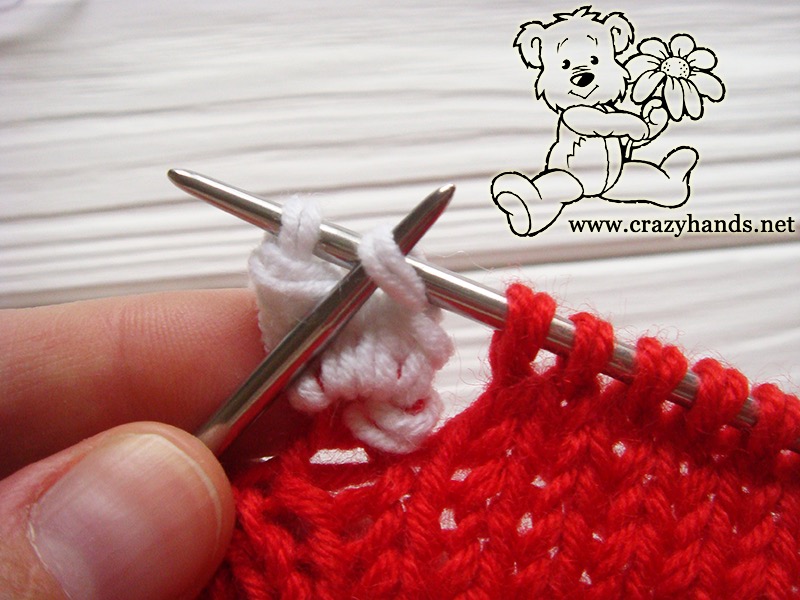 how to knit bobble stitch for santa hat - step ten