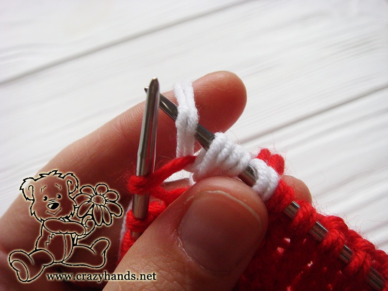 how to knit bobble stitch for santa hat - step four