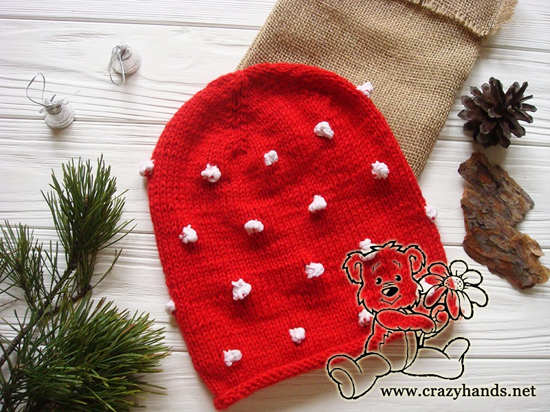 slouchy knit santa hat without fur pom