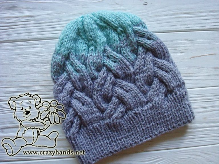 Two Color Cable Knit Hat Free Pattern · Crazy Hands