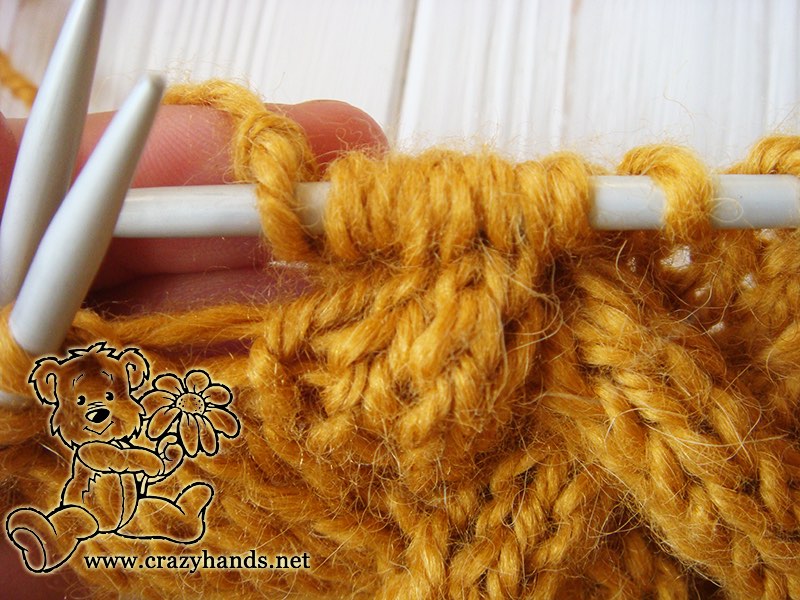 Step 3 - Cable 4 Back Stitch Honey-Butterscotch Ear Warmers