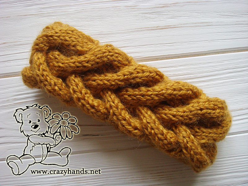 honey butterscotch chunky knit cable ear warmer pattern
