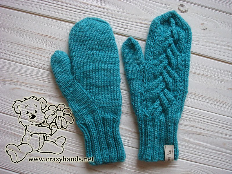 teal ocean knit mittens - photo 2