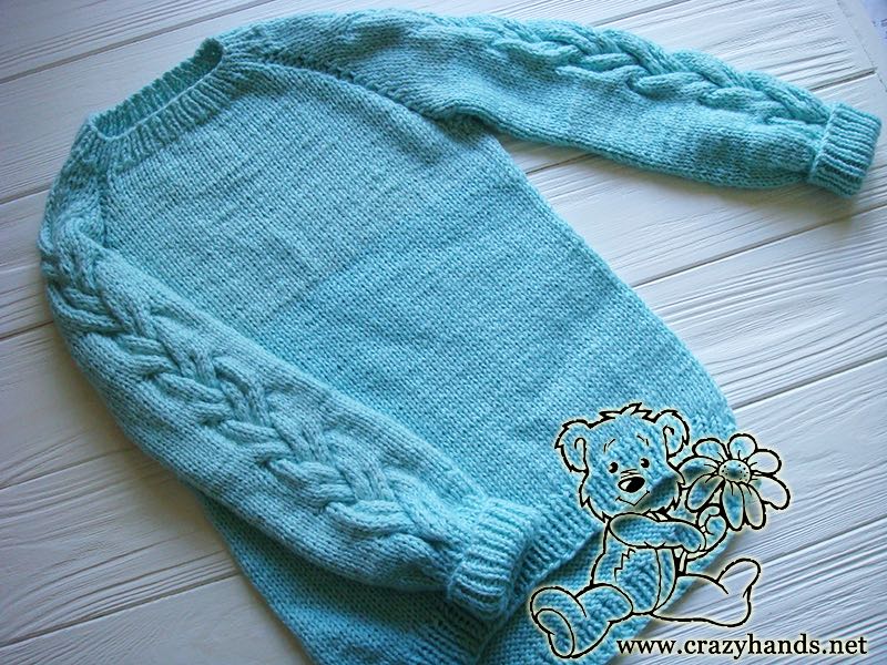 Top Down Raglan Sweater Pattern with Cables (Kid's Knits ...
