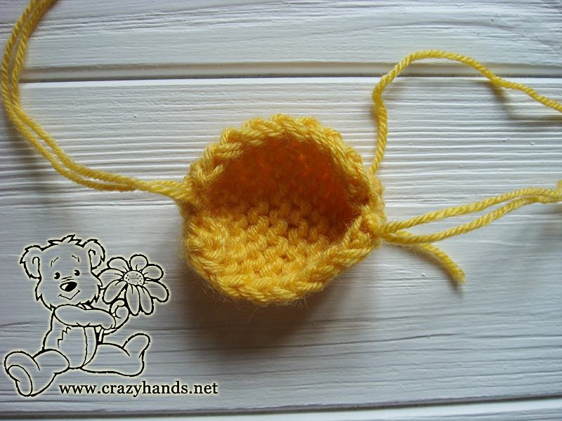 knitting ear of the teddy bear baby bonnet - step three