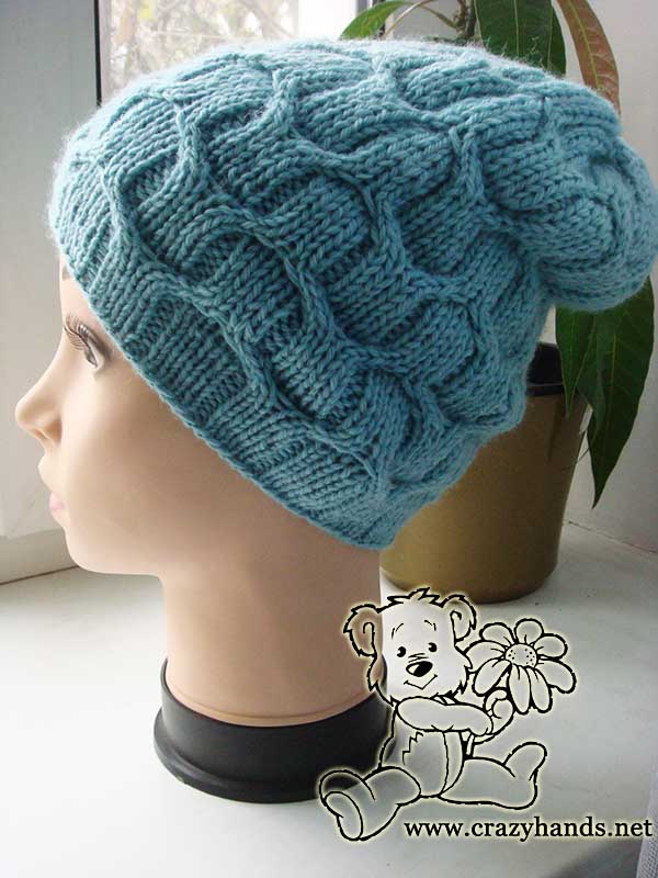 Slouchy cable winter hat