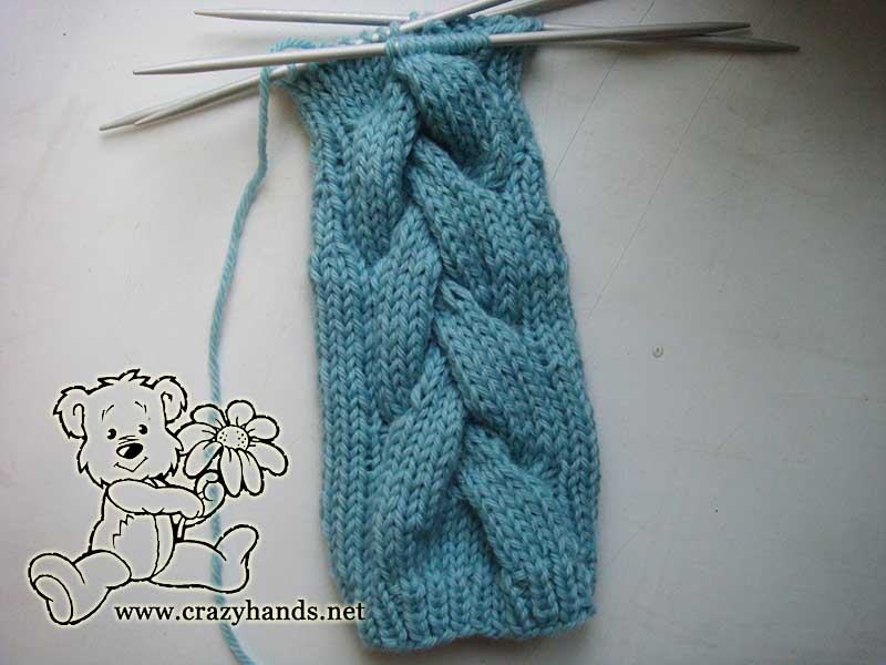 knitting body of long fingerless glove - face side - part 1