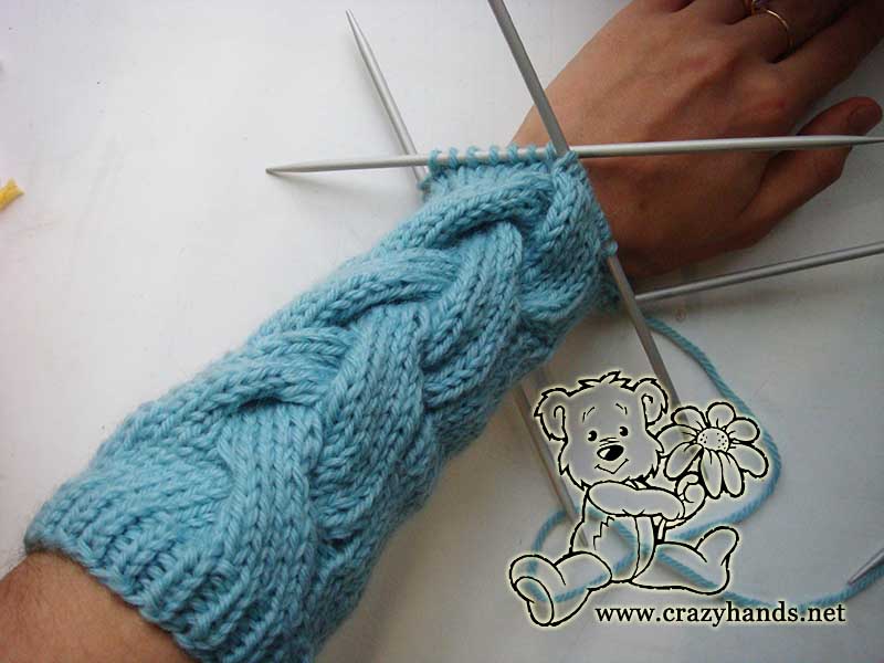 knitting body of long fingerless glove - face side - part 2