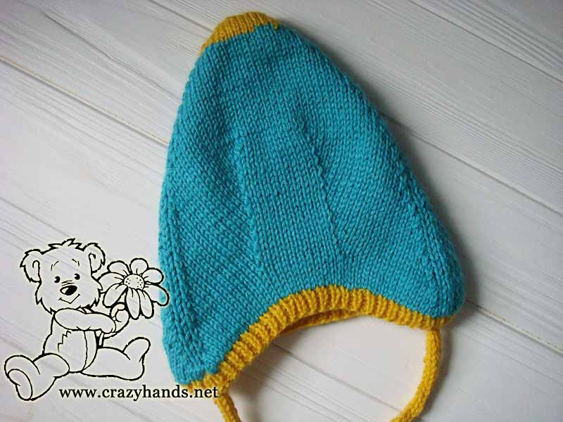 Reversible Double Knit Pixie Baby Hat back part