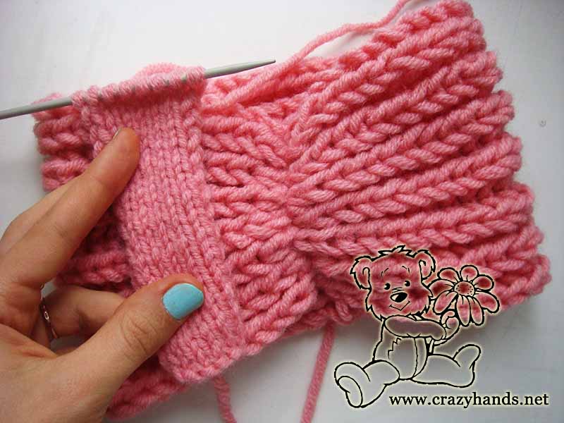 knit bow knot and knit fisherman's rib headband