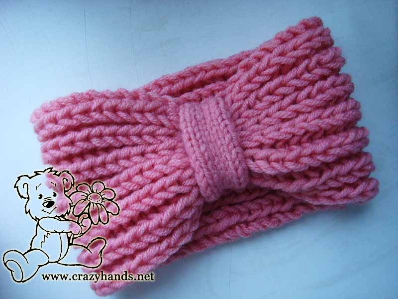 pink rose fisherman's rib knit headband
