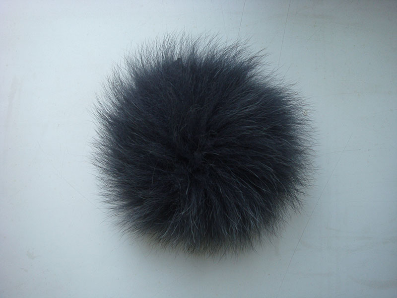 Dark Gray arctic fox fur pom pom