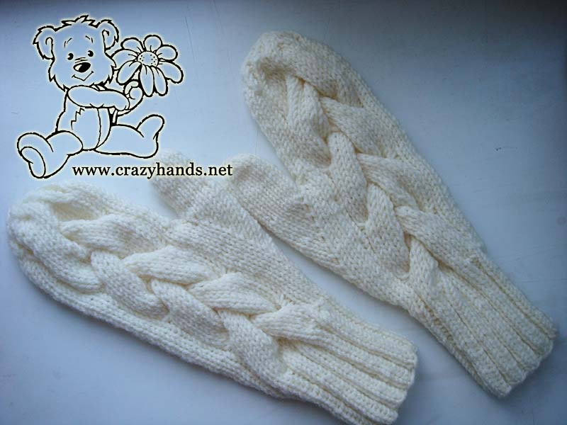 Snow Queen Cable Knit Mittens Free Pattern · Crazy Hands