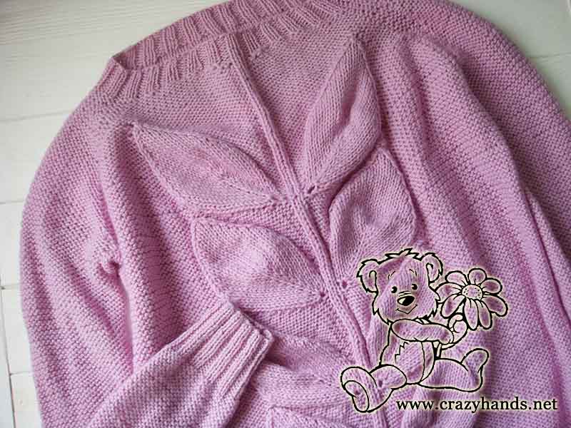 ash leaf knit raglan sweater pattern - top part