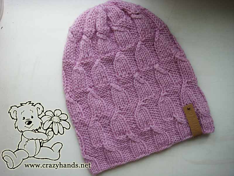 knit magnolia pink hat for begginers