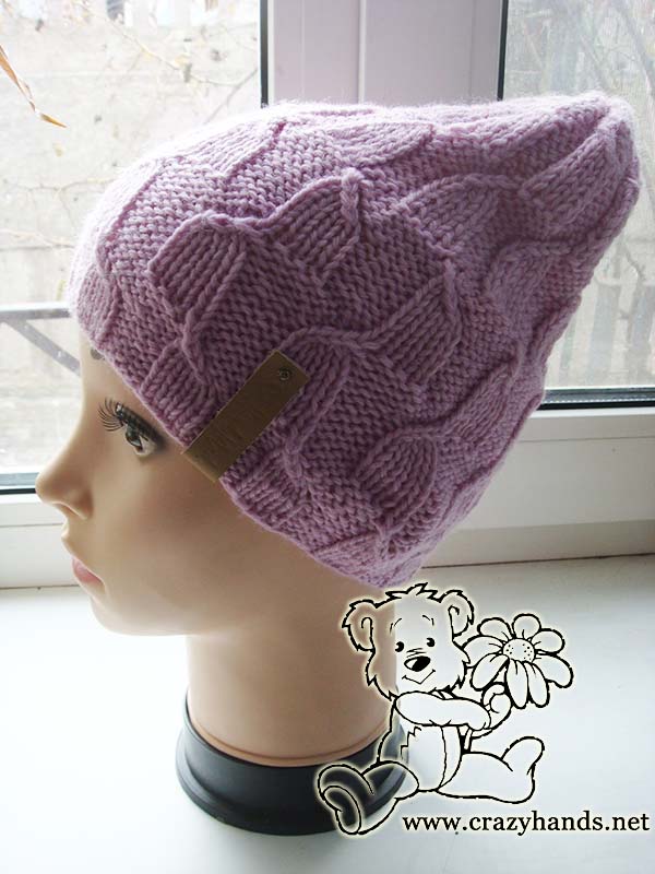 magnolia pink knit hat on mannequin head - right side view