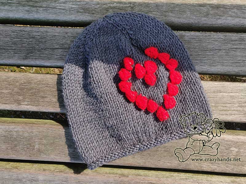 red heart knit baby beanie
