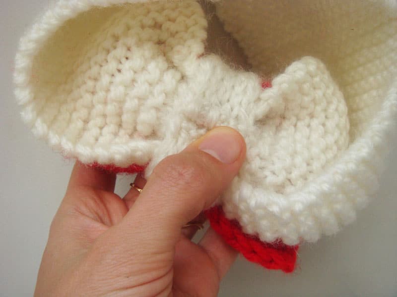 sewing loop of knit baby ear warmer