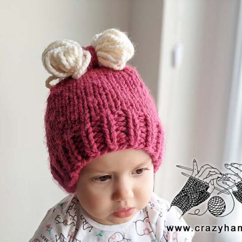 Ads-Free Chunky Toddler Bow Knit Beanie Pattern · Crazy Hands