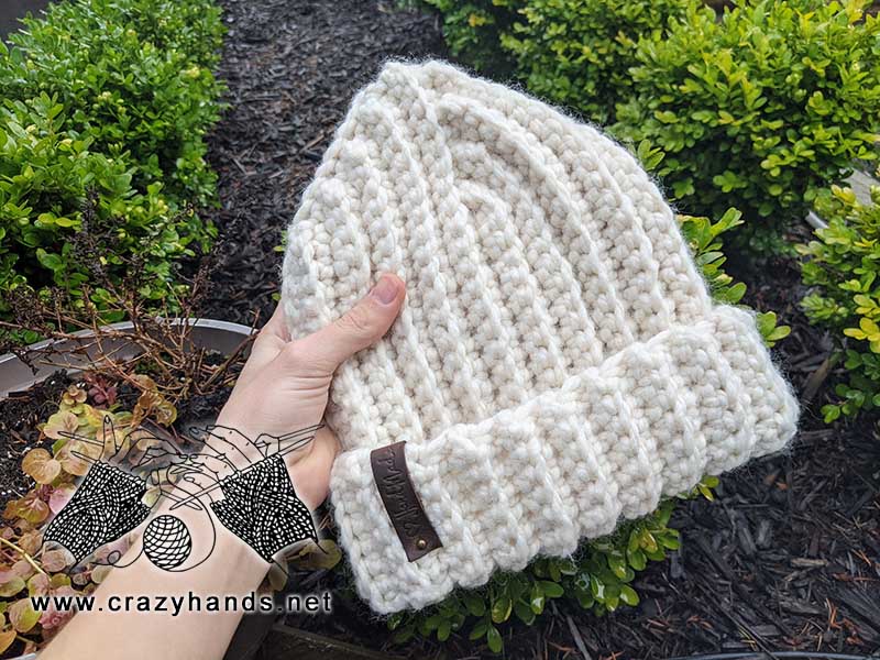 Ice cream crochet hat made with white super bulky yarn