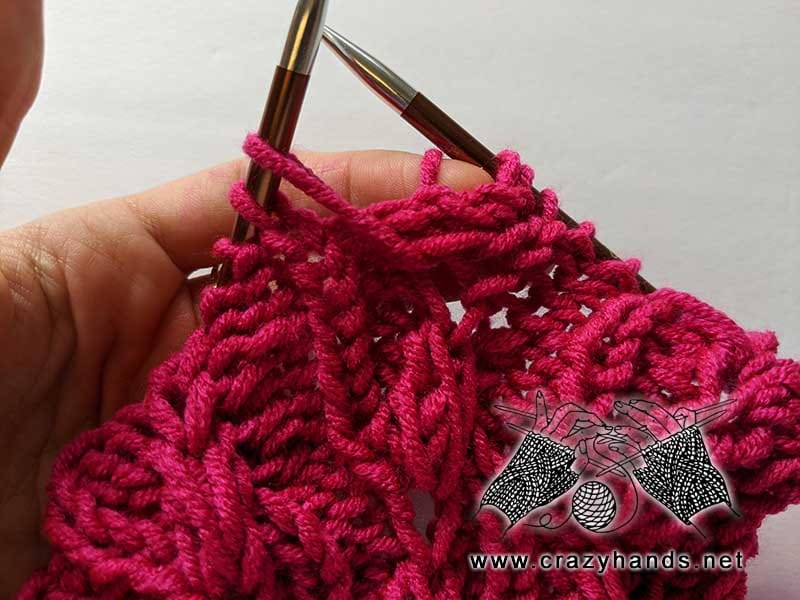 knitting bud left - step three