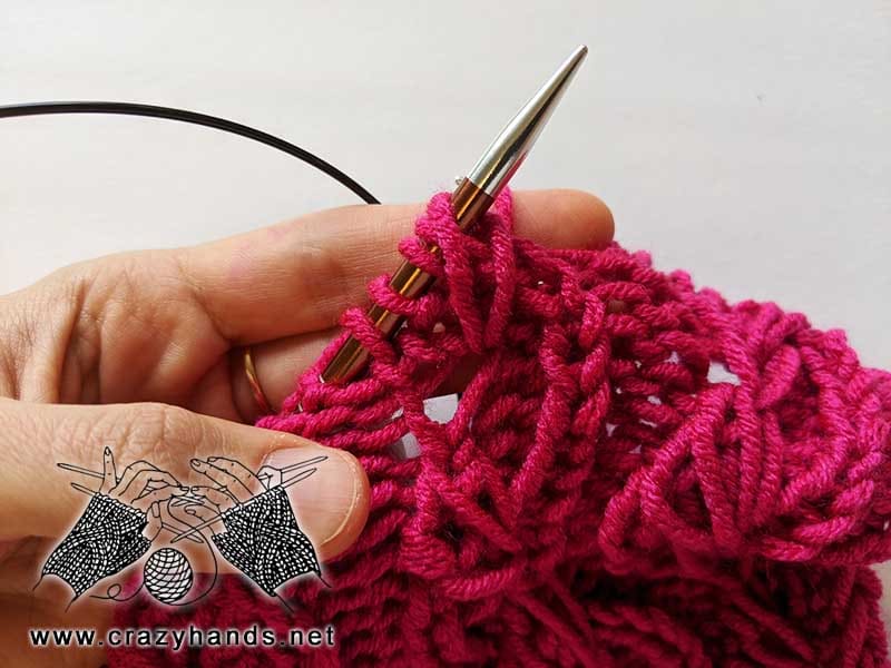knitting bud right - step three