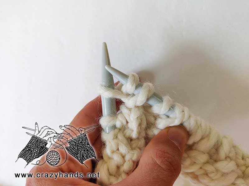 step three of the bubble knit stitch