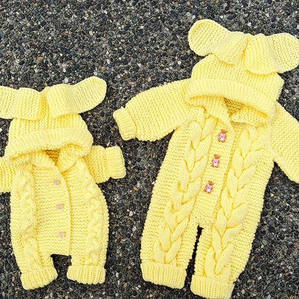 Knit Cable Baby Romper · Crazy Hands Knitting