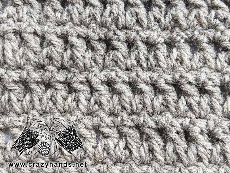 close up view of crochet mesh stitch pattern